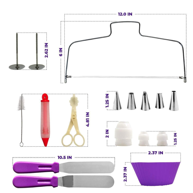 Ensemble de plateau tournant pour gâteau 106 pièces, outils de décoration de gâteau en acier inoxydable, 106 pièces/ensemble violet, 106 pièces/ensemble bleu