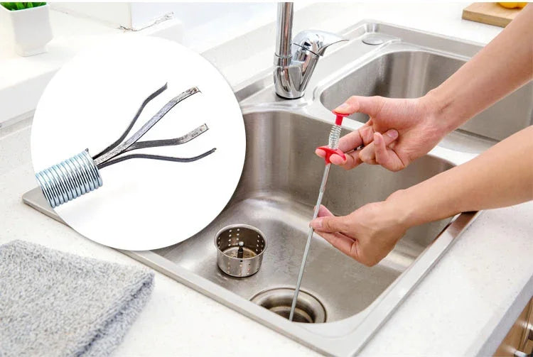 Brosse métallique à main pour évier de cuisine, crochet de dragage des égouts, 60 cm