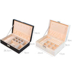 Boîte de rangement de bijoux portable en cuir pour colliers, bagues et montres, double couche