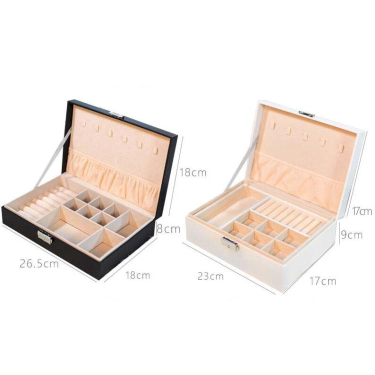 Boîte de rangement de bijoux portable en cuir pour colliers, bagues et montres, double couche