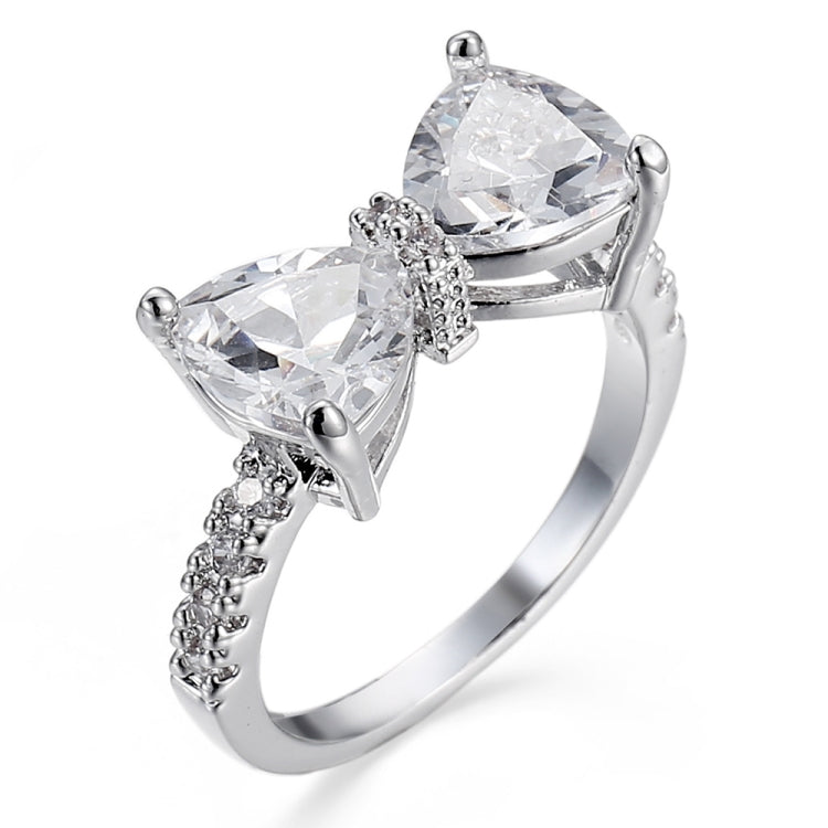 Female Fashion Lovely Bowknot Design Zircon Ring, 8, 10