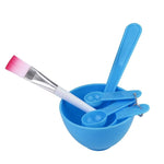 4 en 1 DIY Masque Facial Bol Mélangeur Brosse Cuillère Bâton Brosse Soin du Visage Kit Professionnel pour Femmes Outils de Beauté, Rouge, Bleu, Violet, Jaune Clair