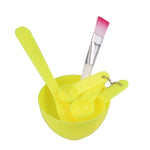 4 en 1 DIY Masque Facial Bol Mélangeur Brosse Cuillère Bâton Brosse Soin du Visage Kit Professionnel pour Femmes Outils de Beauté, Rouge, Bleu, Violet, Jaune Clair