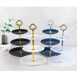 Support de présentation à trois niveaux pour assiettes de fruits, gâteaux, desserts, pour fêtes d'anniversaire, transparent