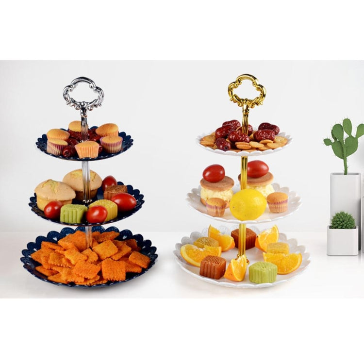 Support de présentation à trois niveaux pour assiettes de fruits, gâteaux, desserts, pour fêtes d'anniversaire, transparent