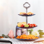Support de présentation à trois niveaux pour assiettes de fruits, gâteaux, desserts, pour fêtes d'anniversaire, transparent