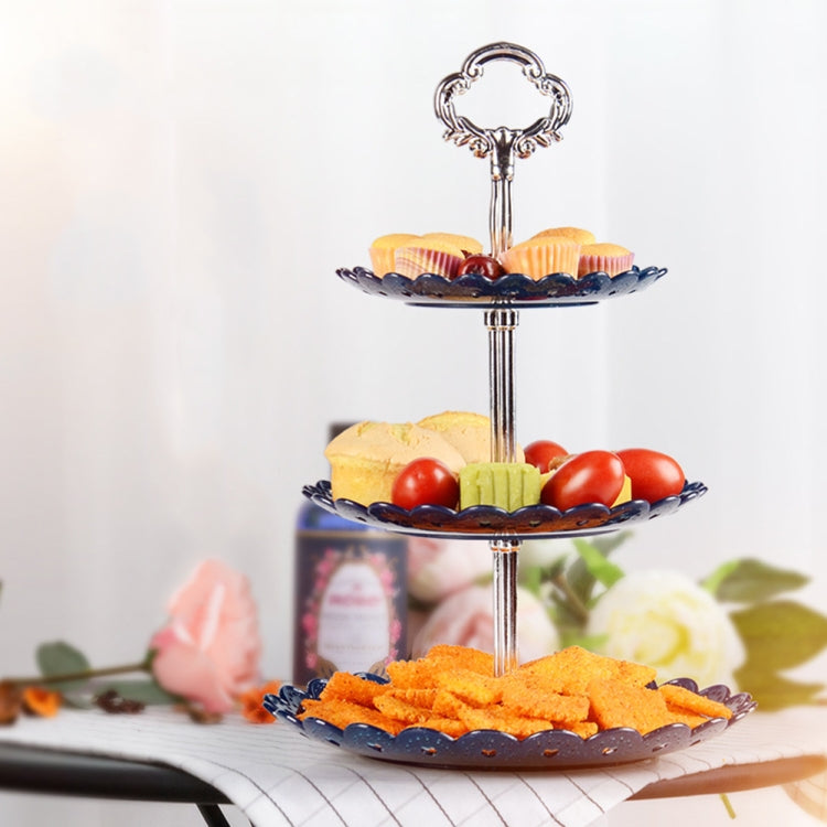 Support de présentation à trois niveaux pour assiettes de fruits, gâteaux, desserts, pour fêtes d'anniversaire, transparent
