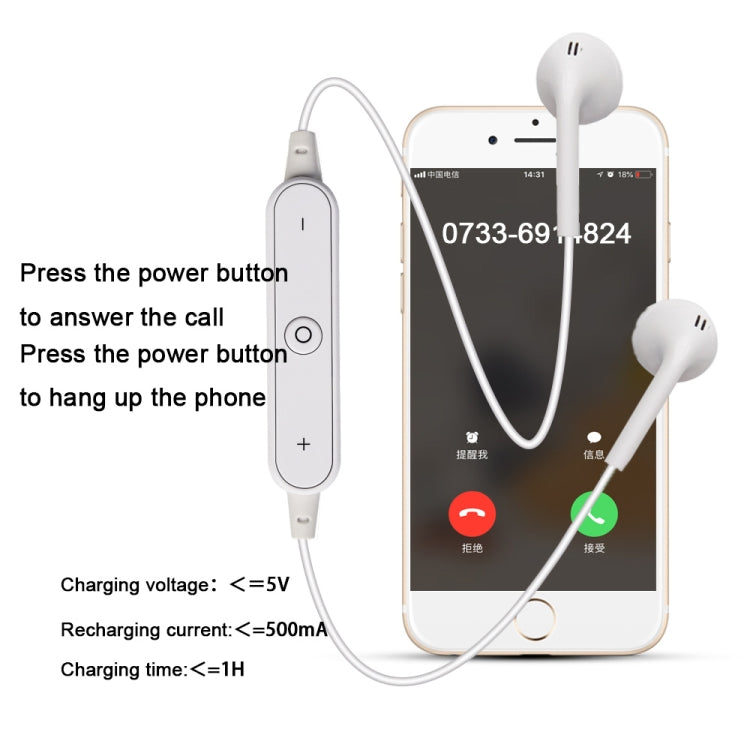 Écouteurs Bluetooth sans fil S6 Sport pour iPhone / Xiaomi / Huawei, avec micro