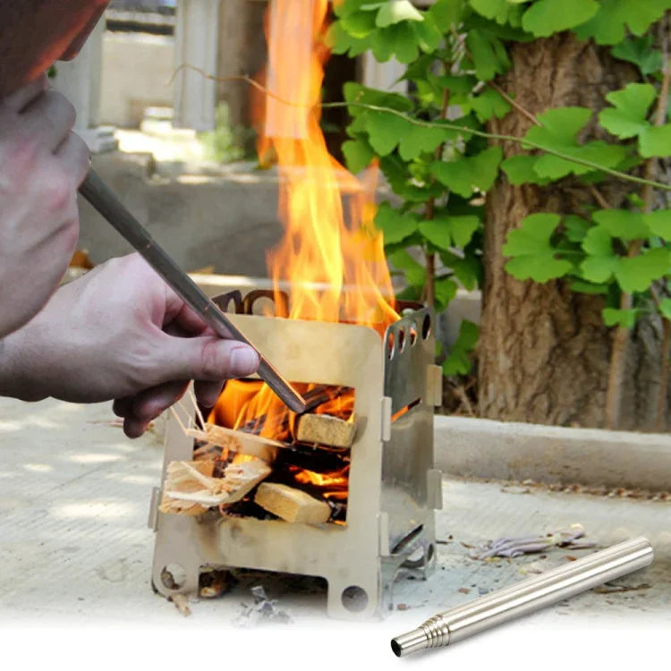 2 PCS outil de feu de camping extérieur souffleur en acier inoxydable outil de barbecue pique-nique chalumeau rétractable, 5 sections (2PCS), 6 sections (2PCS), 8 sections (2PCS)