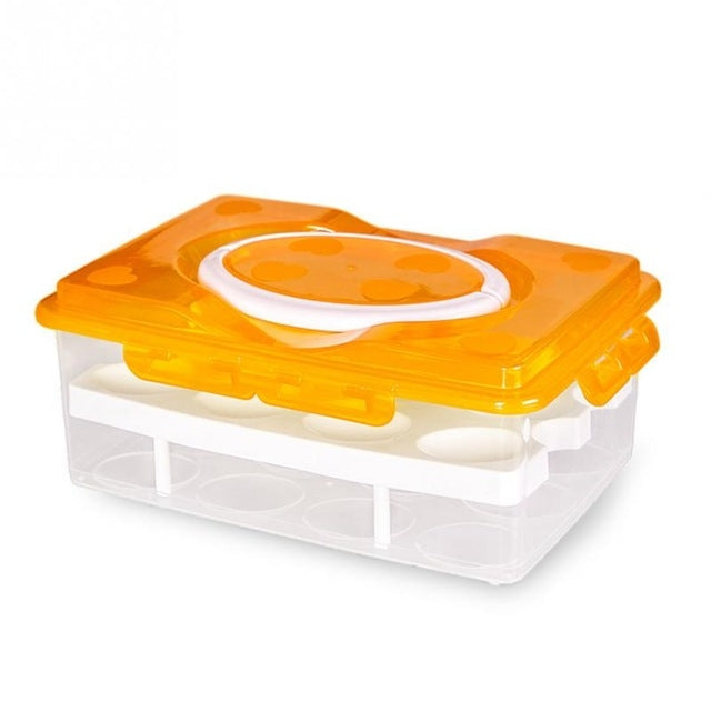 Boîte de rangement portable pour œufs en plastique PP, 2 couches, 24 emplacements