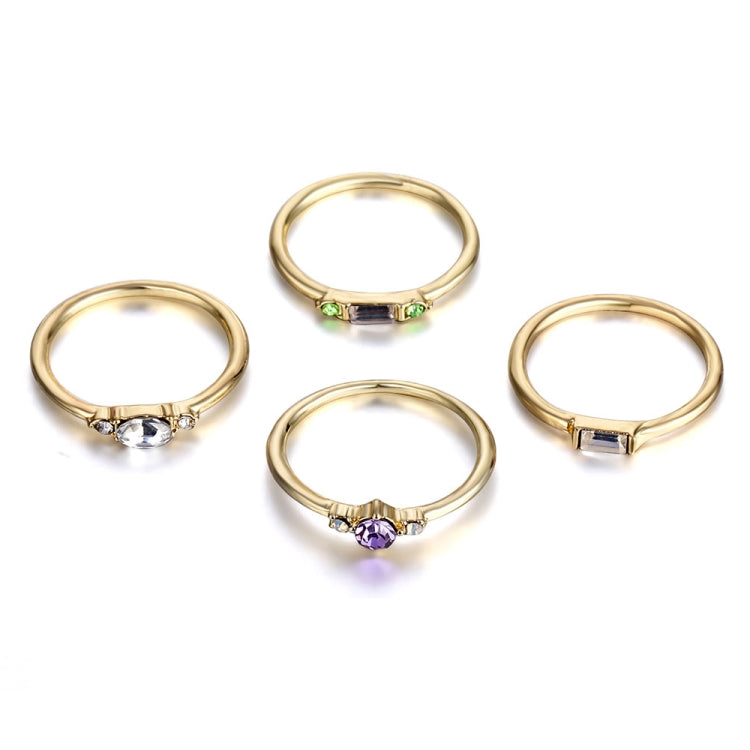 Lot de 4 bagues vintage bohème en cristal et zircon pour femme, tailles 6, 7, 8, 9, 5, 10