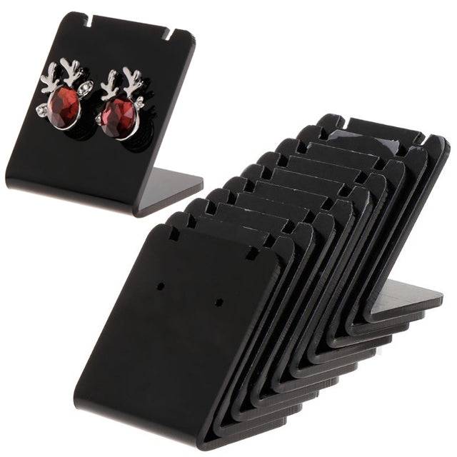 Lot de 10 présentoirs à boucles d'oreilles en acrylique en forme de L, professionnels, pour clous d'oreilles et bijoux.