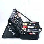 Trousse de maquillage brodée portable pour manucure, grande boîte à outils à clapets