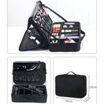 Trousse de maquillage brodée portable pour manucure, grande boîte à outils à clapets