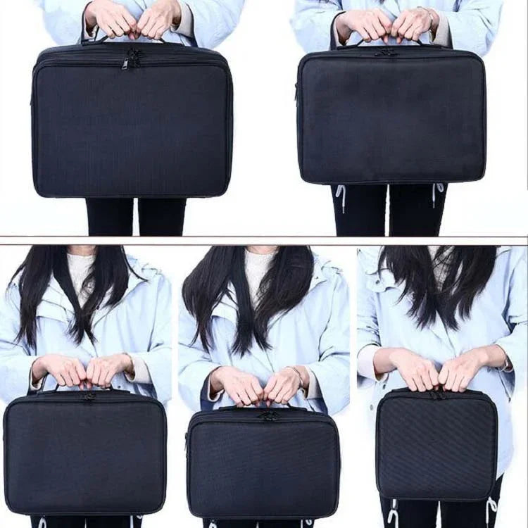 Trousse de maquillage brodée portable pour manucure, grande boîte à outils à clapets