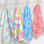 Lot de 4 chiffons de nettoyage en microfibre imprimés à fleurs, serviettes en microfibre imprimées