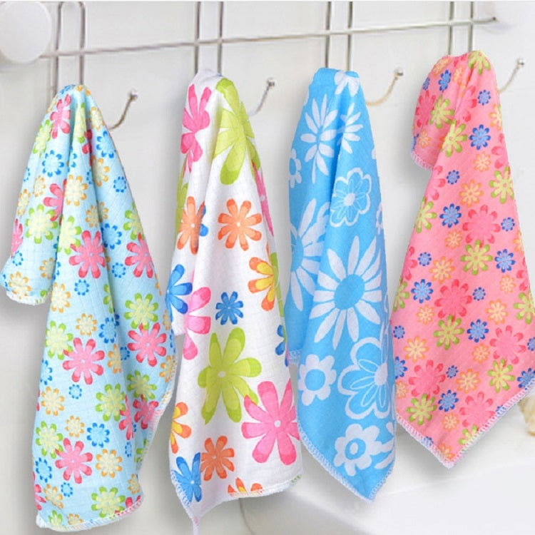 Lot de 4 chiffons de nettoyage en microfibre imprimés à fleurs, serviettes en microfibre imprimées