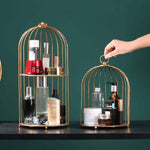 Étagère de rangement cosmétique en forme de cage à oiseaux, étagère de bureau, étagère de finition pour soins de la peau, petit noir, grand noir, petit doré, grand doré