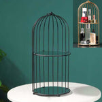 Étagère de rangement cosmétique en forme de cage à oiseaux, étagère de bureau, étagère de finition pour soins de la peau, petit noir, grand noir, petit doré, grand doré