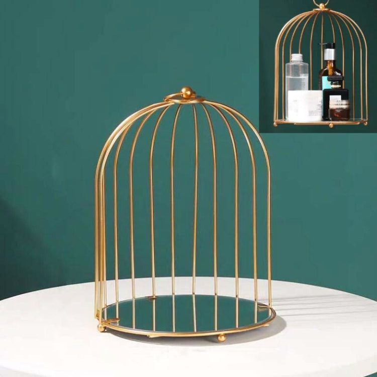 Étagère de rangement cosmétique en forme de cage à oiseaux, étagère de bureau, étagère de finition pour soins de la peau, petit noir, grand noir, petit doré, grand doré