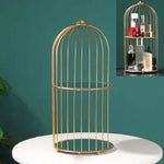 Étagère de rangement cosmétique en forme de cage à oiseaux, étagère de bureau, étagère de finition pour soins de la peau, petit noir, grand noir, petit doré, grand doré