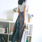 Tablier long queue de sirène en coton et lin, coupe ajustée, combinaison de travail pour fleuriste ou onglerie