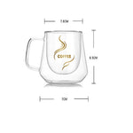Tasse à double paroi pour le bureau, Tasses isothermes, Tasse à café à double paroi, Tasse à café en verre, Étiqueté, Non étiqueté