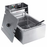 Friteuse électrique de comptoir épaissie, friteuse électrique en acier inoxydable pour poulet frit et frites avec panier, friteuse électrique de comptoir
