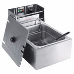 Friteuse électrique de comptoir épaissie, friteuse électrique en acier inoxydable pour poulet frit et frites avec panier, friteuse électrique de comptoir