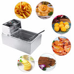 Friteuse électrique de comptoir épaissie, friteuse électrique en acier inoxydable pour poulet frit et frites avec panier, friteuse électrique de comptoir