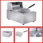 Friteuse électrique de comptoir épaissie, friteuse électrique en acier inoxydable pour poulet frit et frites avec panier, friteuse électrique de comptoir
