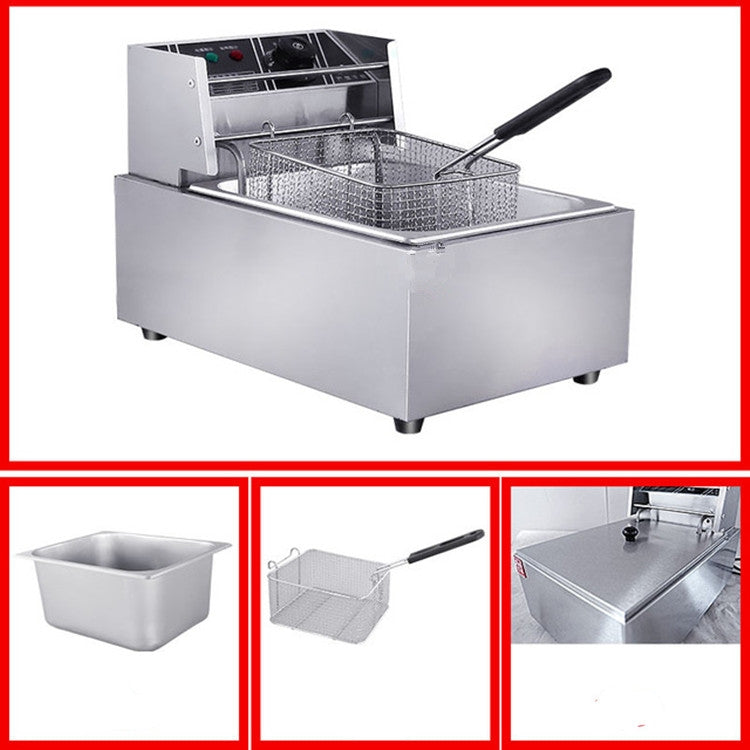 Friteuse électrique de comptoir épaissie, friteuse électrique en acier inoxydable pour poulet frit et frites avec panier, friteuse électrique de comptoir