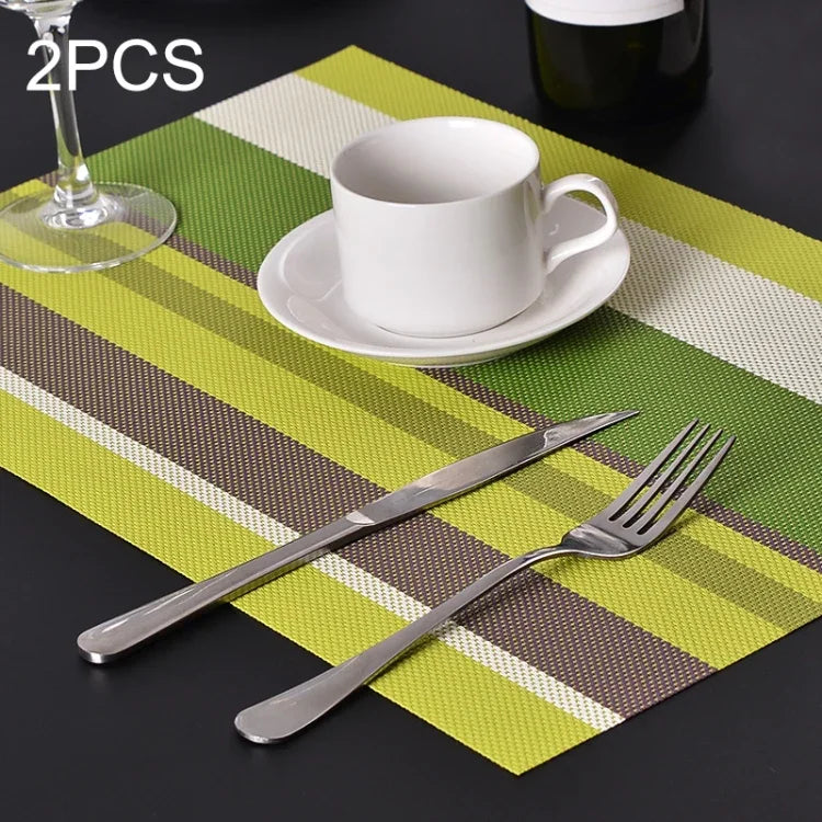 2 PCS sets de table et serviettes pour cuisine et salle à manger, résistants à la chaleur, sets de table en PVC rayé, napperons, dessous de verre