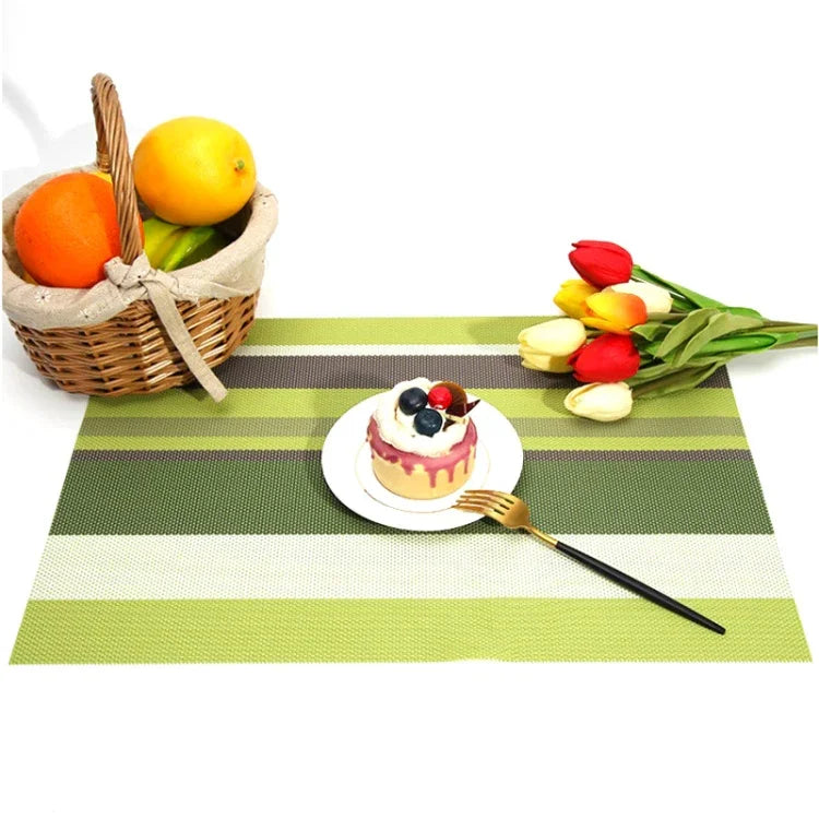 2 PCS sets de table et serviettes pour cuisine et salle à manger, résistants à la chaleur, sets de table en PVC rayé, napperons, dessous de verre