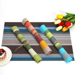 2 PCS sets de table et serviettes pour cuisine et salle à manger, résistants à la chaleur, sets de table en PVC rayé, napperons, dessous de verre