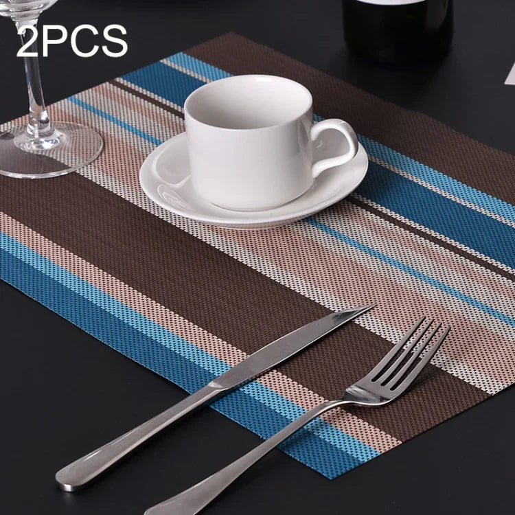 2 PCS sets de table et serviettes pour cuisine et salle à manger, résistants à la chaleur, sets de table en PVC rayé, napperons, dessous de verre