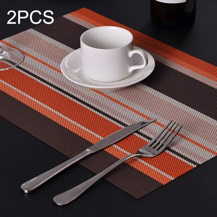 2 PCS sets de table et serviettes pour cuisine et salle à manger, résistants à la chaleur, sets de table en PVC rayé, napperons, dessous de verre