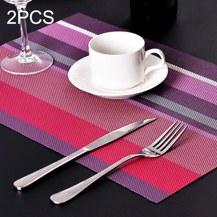 2 PCS sets de table et serviettes pour cuisine et salle à manger, résistants à la chaleur, sets de table en PVC rayé, napperons, dessous de verre