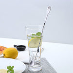 2 cuillères et fourchettes en acier inoxydable à long manche, agitateurs à glace pour cocktails, bâtonnets mélangeurs à vin à double tête