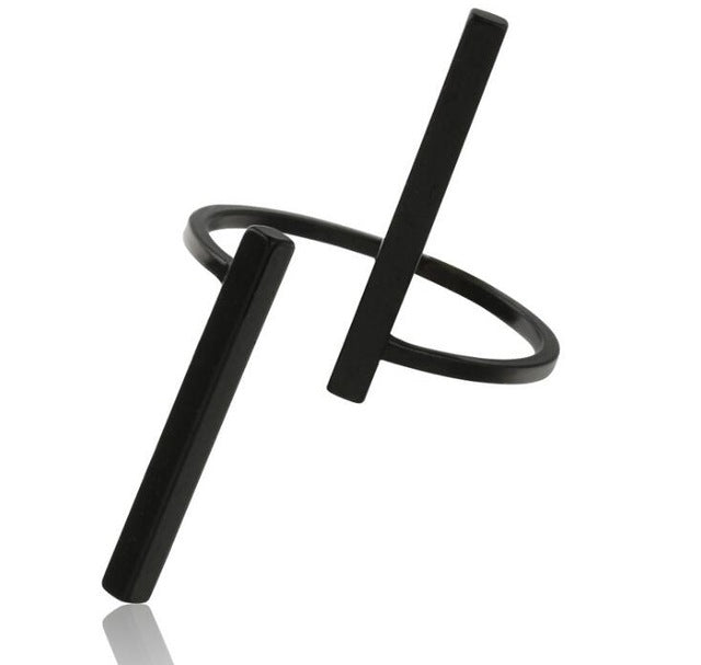 Bagues ouvertes géométriques simples et créatives, bijoux de personnalité, noir, argent, or