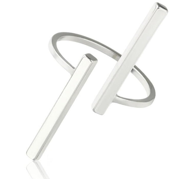 Bagues ouvertes géométriques simples et créatives, bijoux de personnalité, noir, argent, or