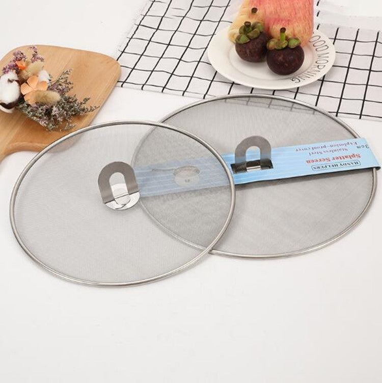 Couvercle Anti-Éclaboussures en Acier Inoxydable, Couverture de Protection Anti-Huile pour Friteuse, Couvercle de Plateau à Pizza, Gadget de Cuisine 33cm