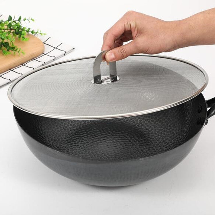 Couvercle Anti-Éclaboussures en Acier Inoxydable, Couverture de Protection Anti-Huile pour Friteuse, Couvercle de Plateau à Pizza, Gadget de Cuisine 33cm