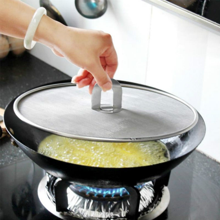 Couvercle Anti-Éclaboussures en Acier Inoxydable, Couverture de Protection Anti-Huile pour Friteuse, Couvercle de Plateau à Pizza, Gadget de Cuisine 33cm
