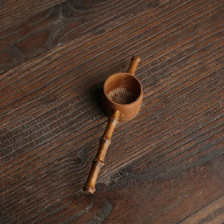 Filtre à thé créatif en bambou tissé réutilisable, passoire à thé racine de bambou, filtre à thé en gaze de bambou, filtre à thé trou bambou, égouttoir à thé en rotin avec poignée, filtre à thé en bambou tissé, panier à thé en bambou