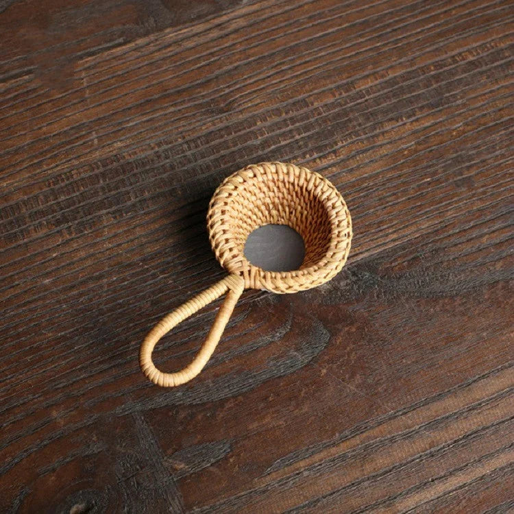 Filtre à thé créatif en bambou tissé réutilisable, passoire à thé racine de bambou, filtre à thé en gaze de bambou, filtre à thé trou bambou, égouttoir à thé en rotin avec poignée, filtre à thé en bambou tissé, panier à thé en bambou