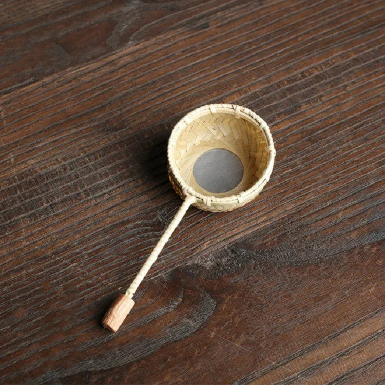 Filtre à thé créatif en bambou tissé réutilisable, passoire à thé racine de bambou, filtre à thé en gaze de bambou, filtre à thé trou bambou, égouttoir à thé en rotin avec poignée, filtre à thé en bambou tissé, panier à thé en bambou