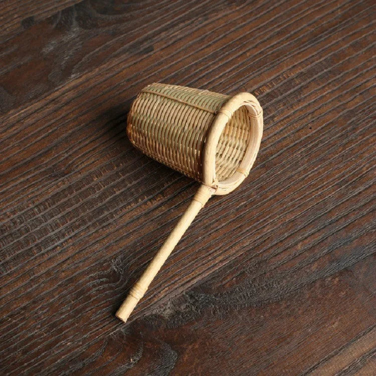 Filtre à thé créatif en bambou tissé réutilisable, passoire à thé racine de bambou, filtre à thé en gaze de bambou, filtre à thé trou bambou, égouttoir à thé en rotin avec poignée, filtre à thé en bambou tissé, panier à thé en bambou