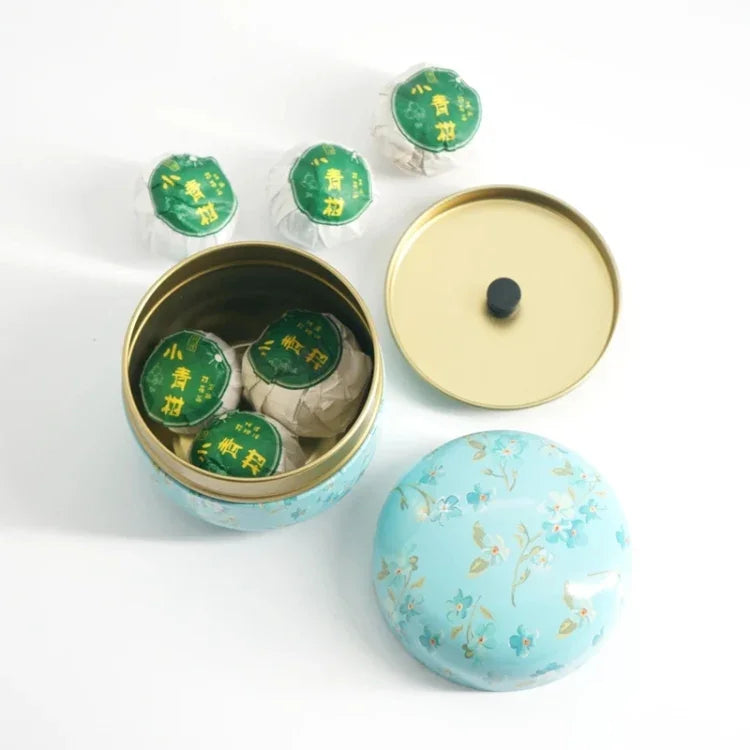 Boîte à thé HOOMIN, pot de rangement pour le thé, boîte à thé, récipient à matcha, mini organiseur de poudre de café, boîtes rondes multifonctionnelles en métal, couleur cerise, fleur de Moshan