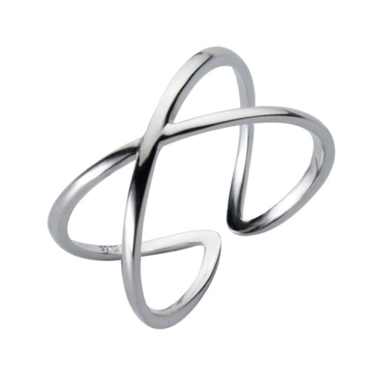 Bague ouverte simple en argent sterling avec croix